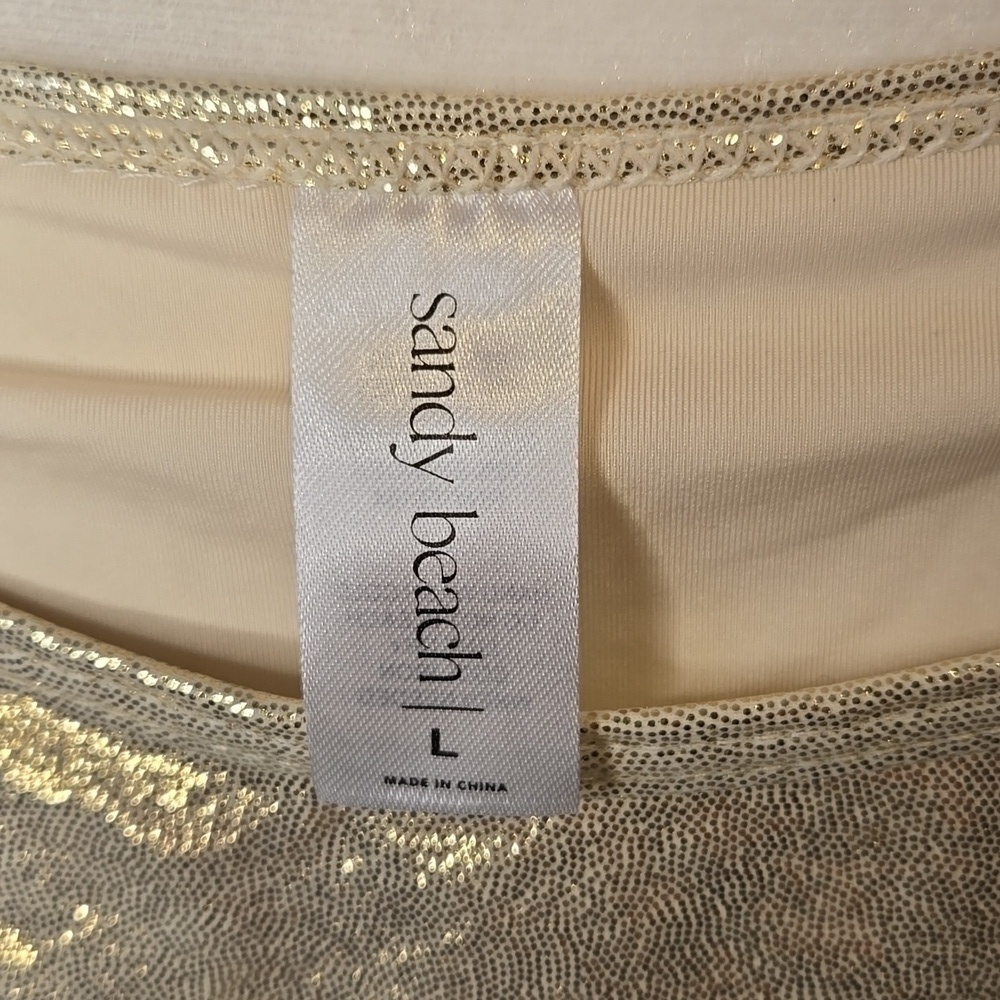 Sandy Beach Gold Stretchy String Bikini Bottom - Size L - Picture 2 of 7